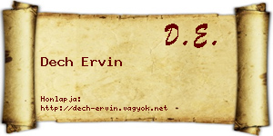 Dech Ervin névjegykártya